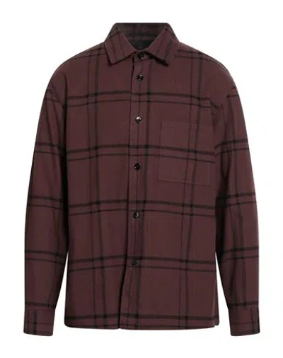 Theory Man Shirt Chocolate Brown Size L Cotton, Polyester