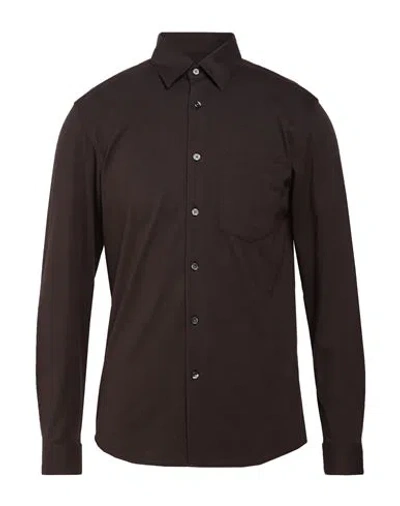 Theory Man Shirt Dark Brown Size S Cotton, Polyester