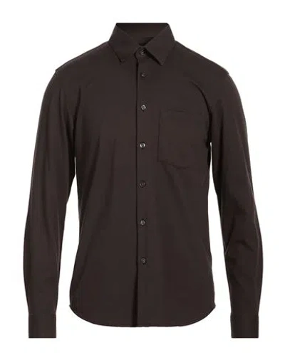 Theory Man Shirt Dark Brown Size Xs Cotton, Polyester In Multi