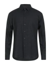 Theory Man Shirt Dark Green Size M Cotton, Linen, Wool In Black