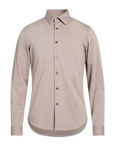Theory Man Shirt Khaki Size S Cotton, Polyester In Neutral