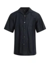 Theory Man Shirt Midnight Blue Size M Linen, Cotton