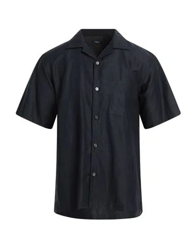 Theory Man Shirt Midnight Blue Size M Linen, Cotton