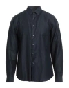 Theory Man Shirt Midnight Blue Size S Linen, Cotton