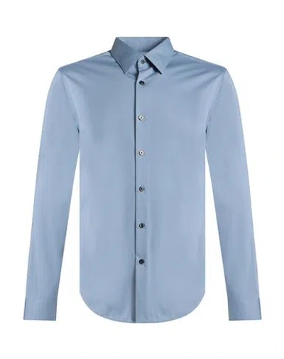 Theory Man Shirt Slate Blue Size S Cotton, Polyester