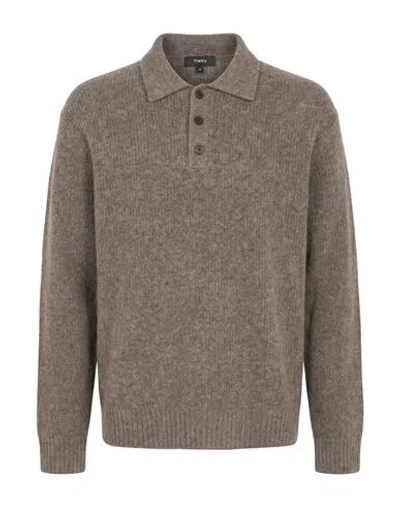 Theory Man Sweater Khaki Size L Merino Wool, Polyamide, Cashmere, Elastane In Neutral