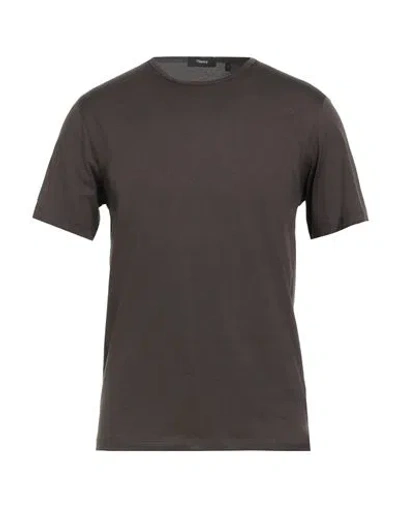 Theory Man T-shirt Dark Brown Size S Cotton