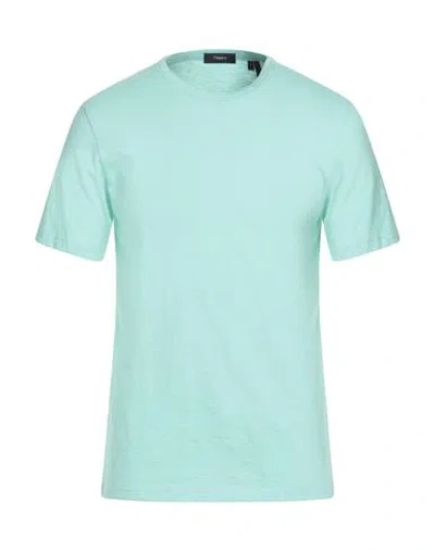 Theory Man T-shirt Light Green Size S Cotton In Blue