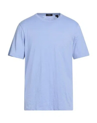 Theory Man T-shirt Lilac Size L Cotton In Blue