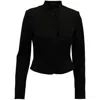 Theory Mandarin-collar Flared Hem Blazer In Black Wool In Black