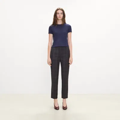 Theory Marcee Cropped Pull-on Pant In Plaid Sleek Flannel In Multi