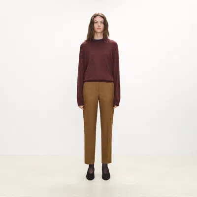 Theory Marcee Cropped Pull-on Pant In Sleek Flannel In Russet Melange