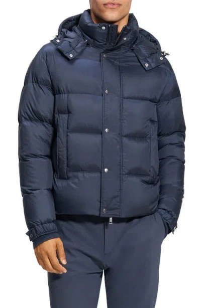 Theory Marquez Puffer Jacket With Removable Hood In Baltic