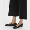 Theory Mary Jane Ballerina Flat In Crinkled Patent Leather In Black