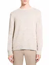 Theory Mauno Crewneck Sweater In Heathered Cotton Pumice In Multi
