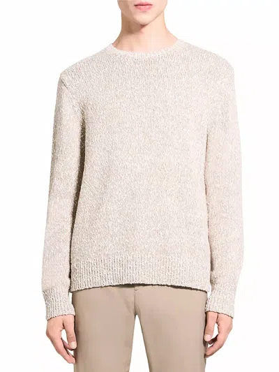Theory Mauno Crewneck Sweater In Heathered Cotton Pumice In Pumice Multi