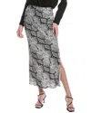 Theory Snakeskin Print Silk Slip Skirt In Grey