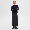 Theory Maxi Trouser Skirt In Wool-blend Flannel In Dark Navy