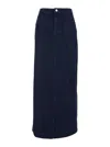 THEORY MAXI BLUE SKIRT WITH BELT LOOPS IN COTTON DENIM WOMAN