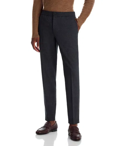 Theory Mayer Drawstring Flannel Jaspe Elasticated Waist Trousers In Gray