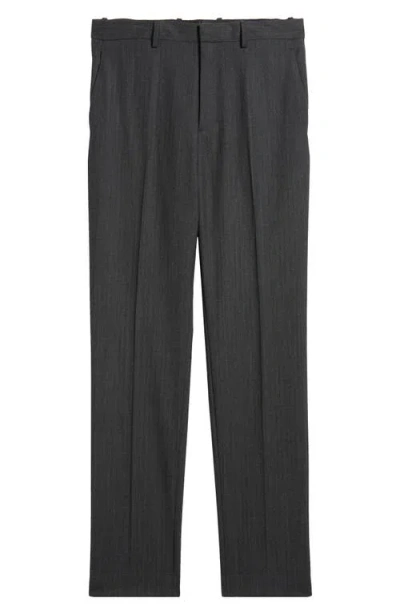 Theory Mayer Herringbone Wool Blend Flannel Dress Pants In Charcoal Multi