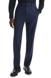 Theory Mayer Herringbone Wool Blend Flannel Dress Pants In Navy Multi