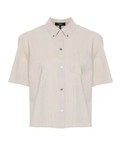 Theory Mélange-effect Shirt In White