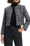 Theory Collarless Open Front Jacket In Black Multi - A0p