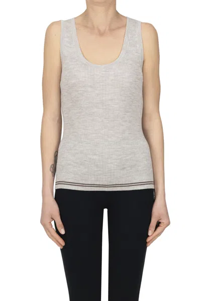 Theory Melange Knit Tank Top In Gray