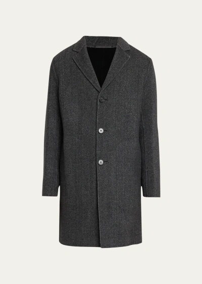 Theory Men's Almec Herringbone Overcoat In Bkmu