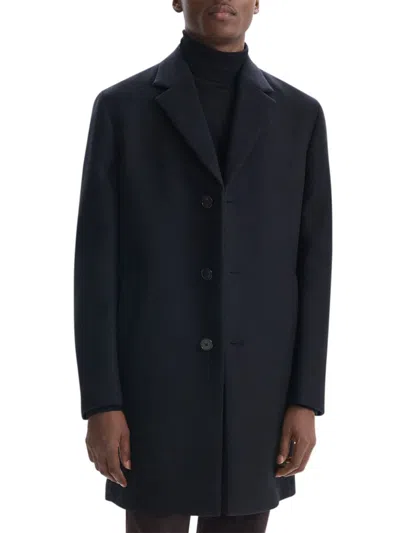 Theory Men's Almec Wool Overcoat In Blue