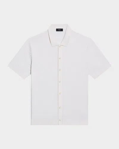 Theory Men & Apos;s Cairn Cotton Waffle-knit Shirt In White