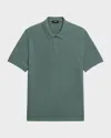 Theory Short Sleeve Cable Polo In Tactile Cotton Light Pine Grove In Green