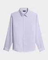 Theory Irving Solid Linen Button-up Shirt In Purple