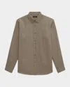 Theory Men & Apos;s Solid Linen Sport Shirt In Brown