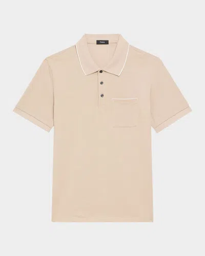 THEORY MEN'S BIRDSEYE PIQUE POCKET POLO SHIRT