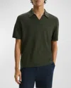 Theory Brenan Polo Shirt In Cotton-linen In Dark Olive