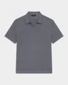 Theory Men's Brenan Knit Short-sleeve Johnny Collar Polo Sweater In Gray
