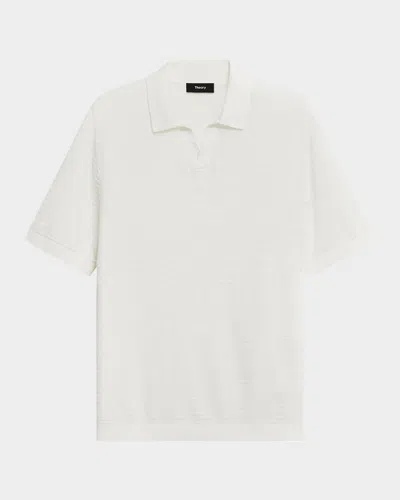 THEORY MEN'S BRENAN KNIT SHORT-SLEEVE JOHNNY COLLAR POLO SWEATER