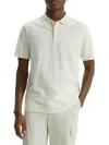 Theory Bron D Cotton Textured Stripe Regular Fit Polo Shirt In Sand White
