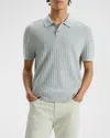 Theory Cable Short Sleeve Cotton Blend Polo Sweater In Light Grey Heather