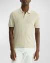 Theory Damian Variegated Rib Cotton Blend Polo Sweater In New Sand