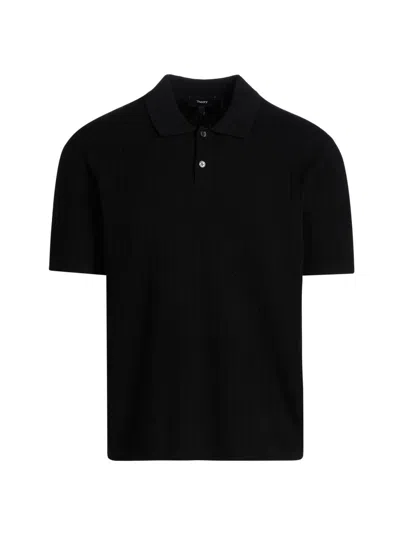 Theory Goris Grid Light Performance Polo In Black