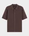Theory Men's Cairn Cotton Waffle-knit Shirt In Brown