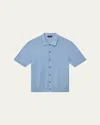 Theory Men's Cairn Cotton Waffle-knit Shirt In Blue