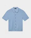 Theory Cairn Short Sleeve Organic Cotton Button-up Shirt In Rainstorm