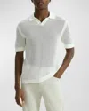 Theory Cairn Johnny Collar Mesh Polo In Ivory