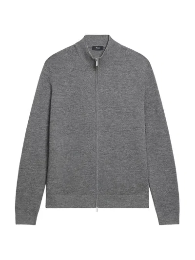 Theory Men's Cashmere Knit Full-zip Sweater In Gray
