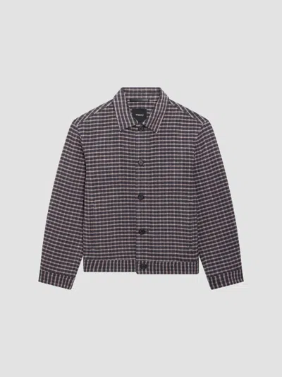 Theory Short Jacket In Double Faced Wool Classic Brown Multi In Neutral