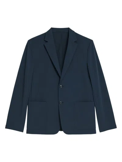 Theory Euclid Front Button Wool Blazer In Baltic